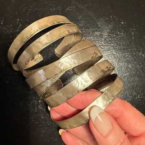 Silver layered wrap cuff bracelet